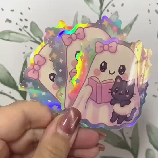 Lesender Geist Holo laser Sticker, Gothic wasserfester Vinyl Aufkleber