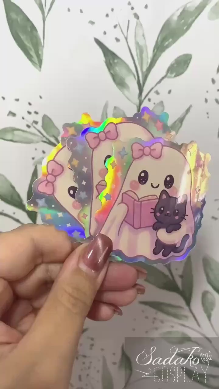 Lesender Geist Holo laser Sticker, Gothic wasserfester Vinyl Aufkleber