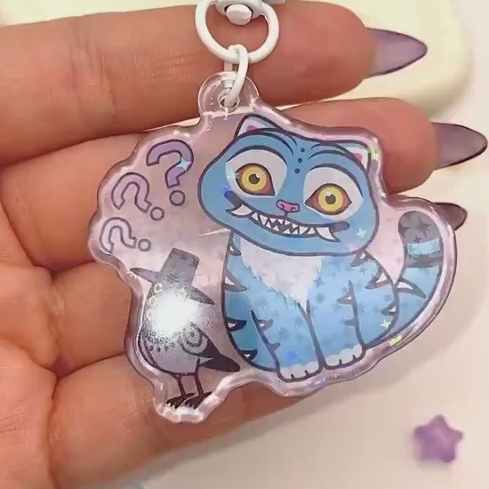 Derpy Tiger & Sussie Acryl Keychain mit holographischen Glitzer Sternen, K-Pop Demon Hunters acrylic Anhänger