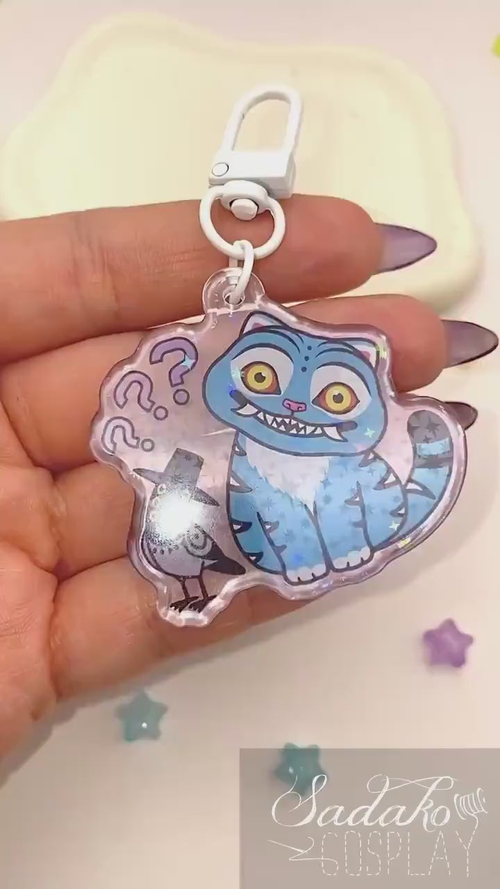 Derpy Tiger & Sussie Acryl Keychain mit holographischen Glitzer Sternen, K-Pop Demon Hunters acrylic Anhänger