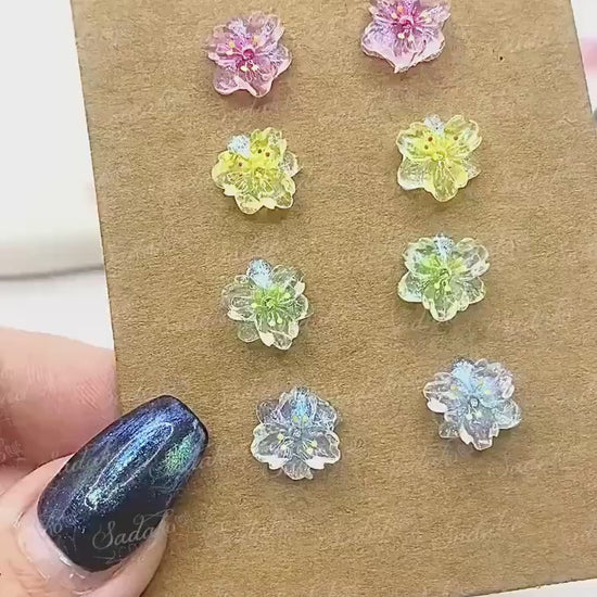 Mix & Match Blumen Mini Ohrstecker - Resin Acryl charms mit Kunststoff Stecker, Ohrringe Ear Studs