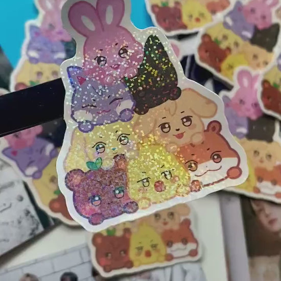 Aniteez ATEEZ inspirierte Glitzer-Sticker, K-Pop Atiny, wasserfest Vinyl glitter