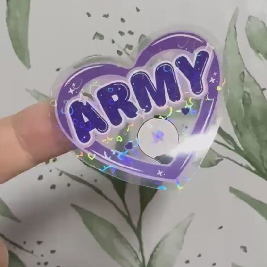BTS & Army transparenter Sticker - K-Pop Heart Collection, wasserfester Holo-Aufkleber
