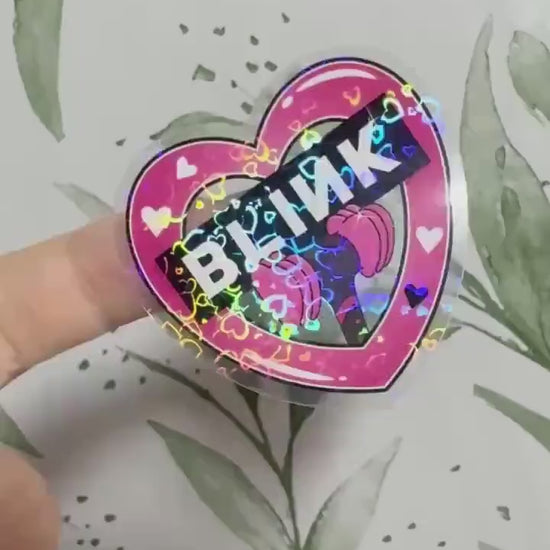 Black Pink & Blink transparenter Sticker - K-Pop Heart Collection, wasserfester Holo-Aufkleber