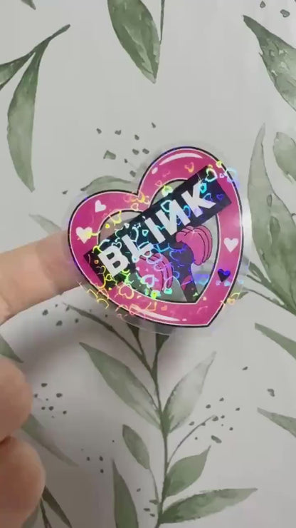 Black Pink & Blink transparenter Sticker - K-Pop Heart Collection, wasserfester Holo-Aufkleber