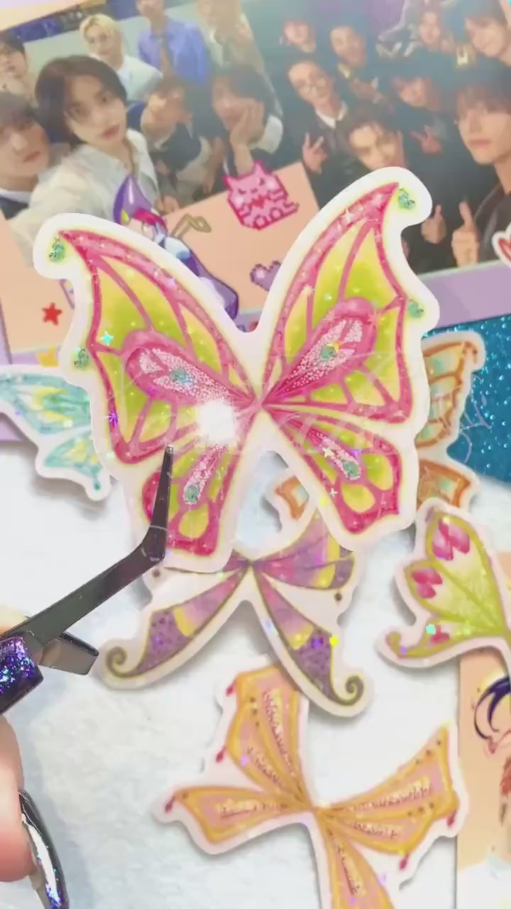 Winx Club Feenflügel Enchantix Glitzer-Sticker, wasserfest Vinyl mit glitter