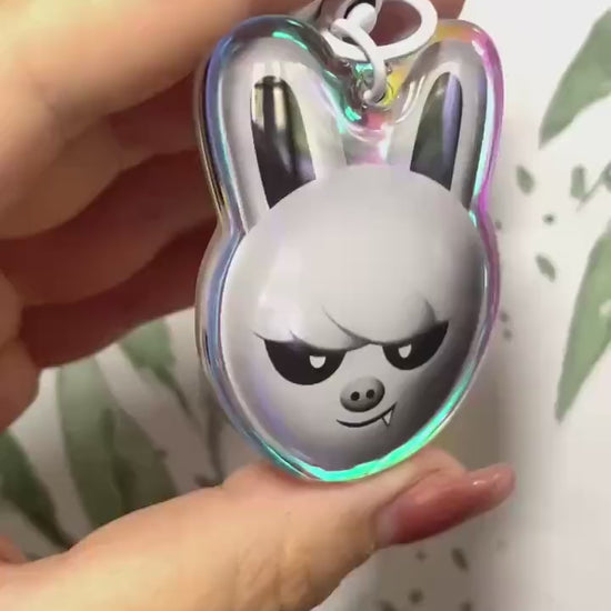 Evil SKZOO Holo laser Keychain, Stray Kids K-Pop holographischer Schlüssel Anhänger