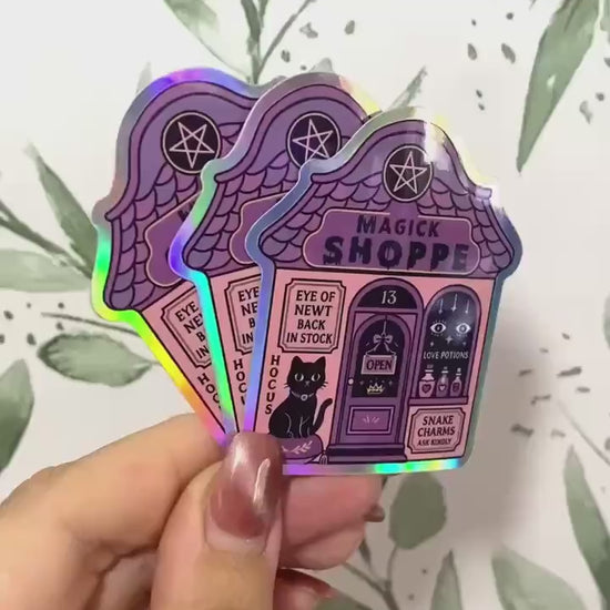 Magic Witch Shop Holo laser Sticker, Gothic wasserfester Vinyl Aufkleber