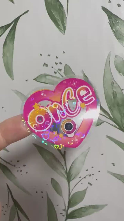 Twice & Once transparenter Sticker - K-Pop Heart Collection, wasserfester Holo-Aufkleber