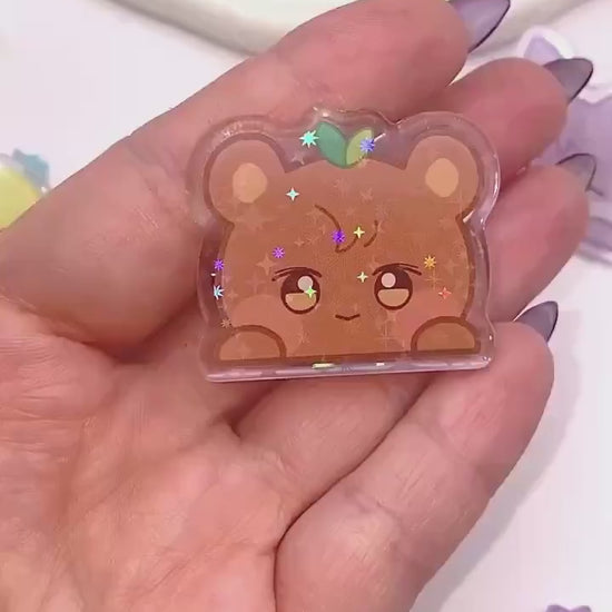 ATEEZ Peeking Acryl Pin mit holographischen Glitzer Sternen, Aniteez acrylic Button Anstecker für Atiny