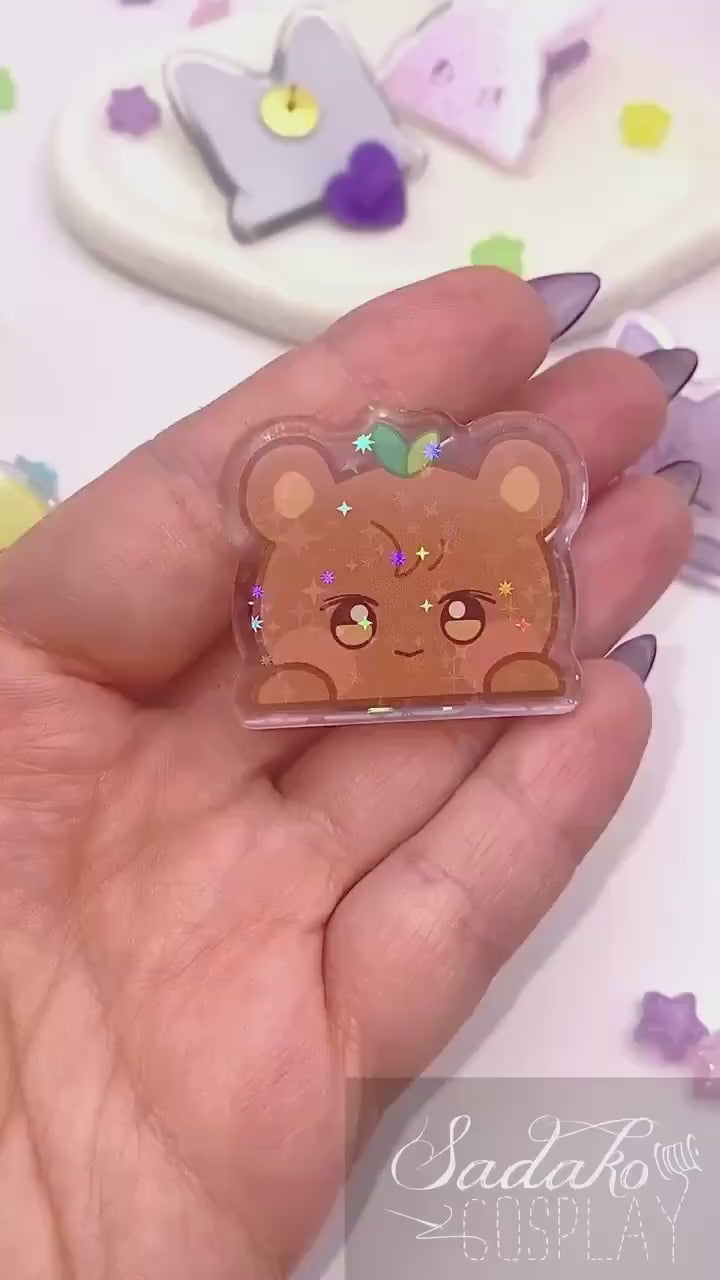 ATEEZ Peeking Acryl Pin mit holographischen Glitzer Sternen, Aniteez acrylic Button Anstecker für Atiny