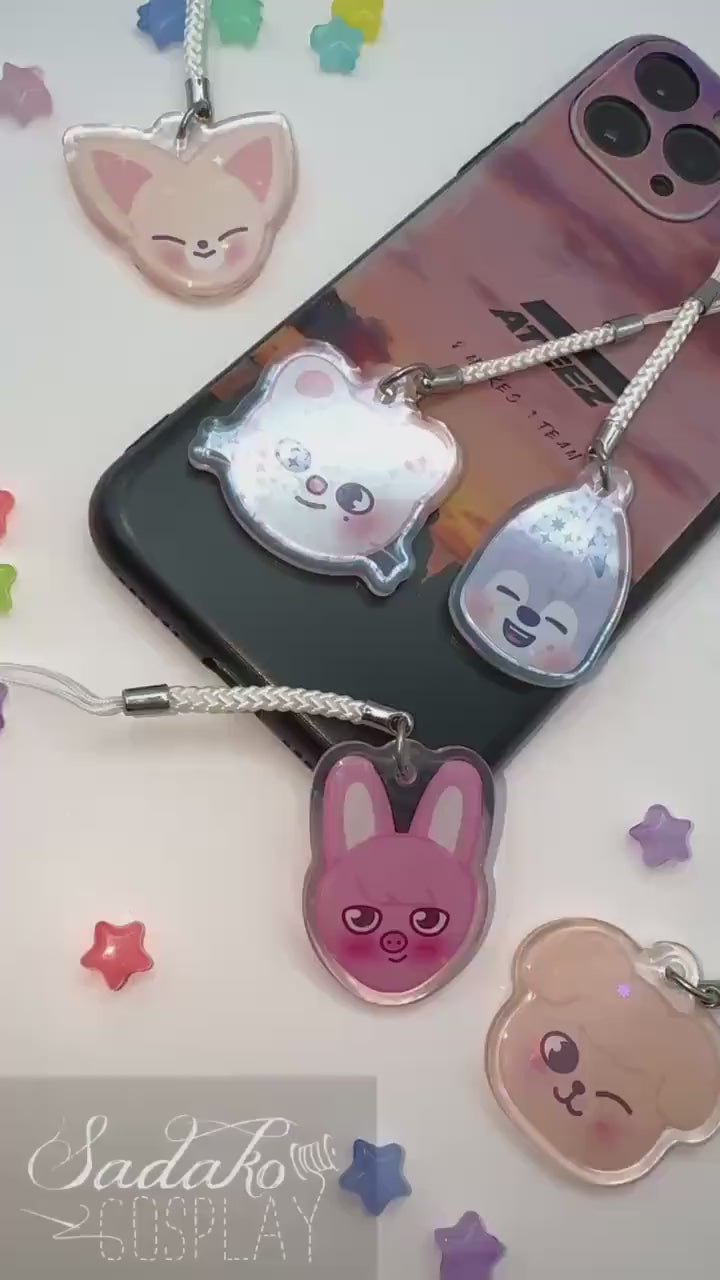 SKZOO glitzernder phone charm keychain, Stray Kids inspired für Stay