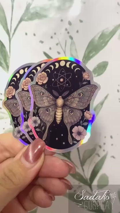 Luna Motte Holo laser Sticker, Gothic wasserfester Vinyl Aufkleber