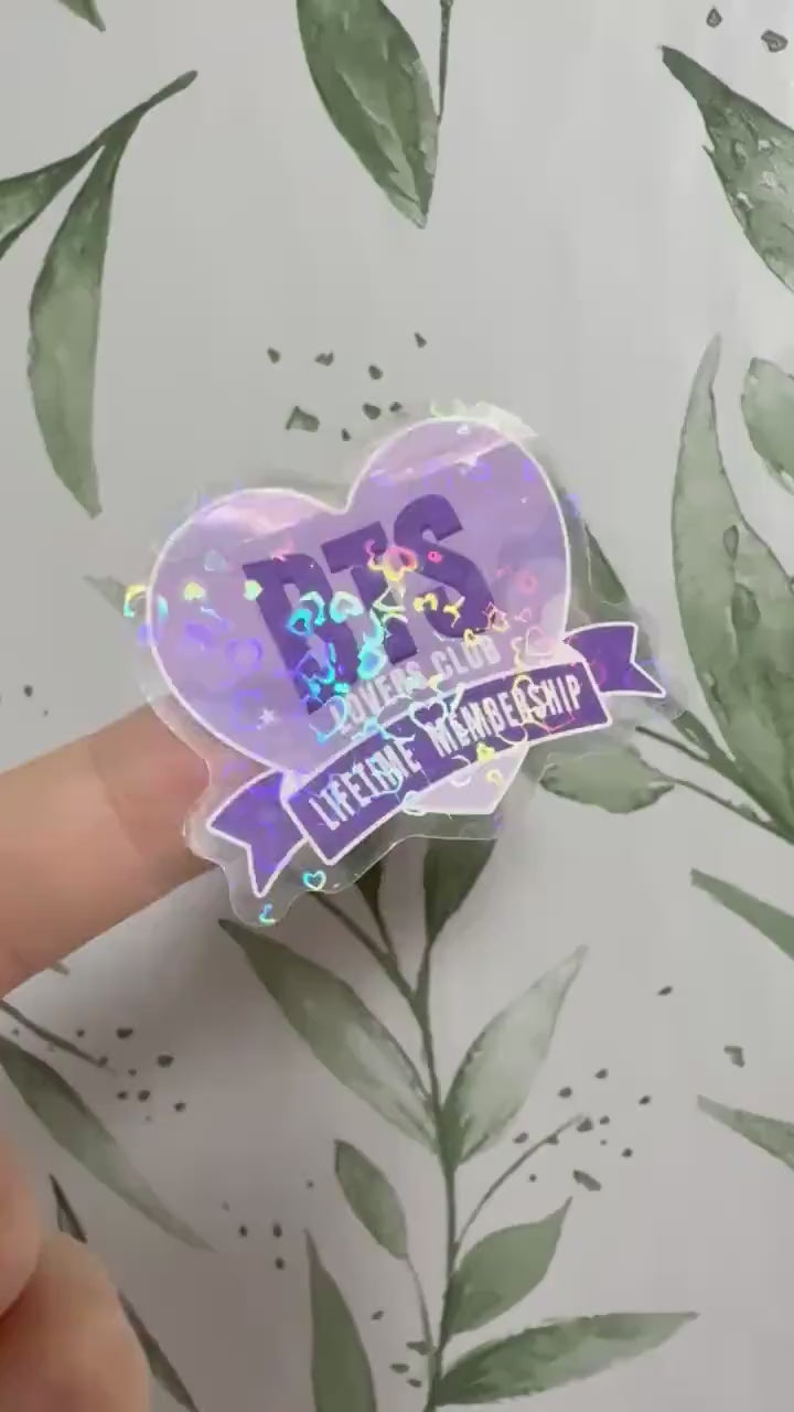BTS Lovers Club transparenter Sticker - wasserfester Holo-Aufkleber