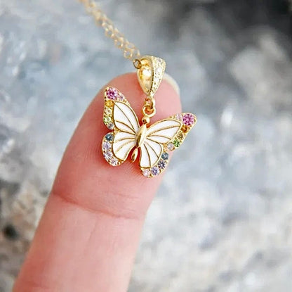 Regenbogen Schmetterling Halskette - inspiriert von Elina